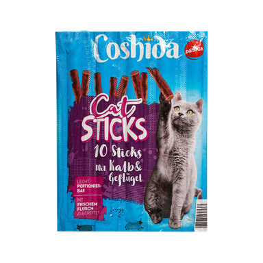 تشویقی مدادی گربه کوشیدا (Coshida) با طعم گوشت گوساله و مرغ مدل Cooshida Cat Stick Beef & Poultry بسته 5 عددی