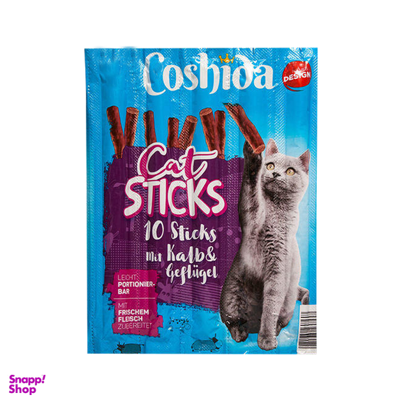 تشویقی مدادی گربه کوشیدا (Coshida) با طعم گوشت گوساله و مرغ مدل Cooshida Cat Stick Beef & Poultry بسته 5 عددی