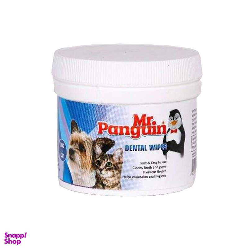 دستمال تمیز کننده دندان حیوانات خانگی مستر پنگوین (Mr Panguin) مدل Dental Wipe بسته 70 عددی