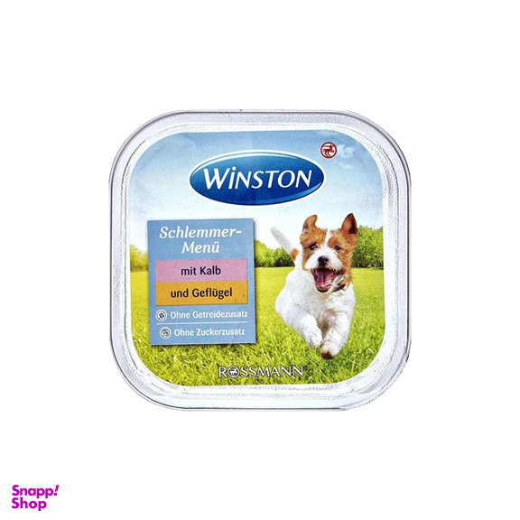 غذای کاسه‌ای سگ وینستون (Winston) با طعم گوشت گوساله و مرغ Winston Veal & Poultry وزن 150 گرم