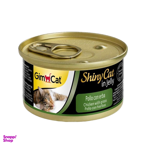 کنسرو غذای گربه جیم‌ کت (Gim Cat) مدل Chicken With Grass in Gelly وزن 70 گرم