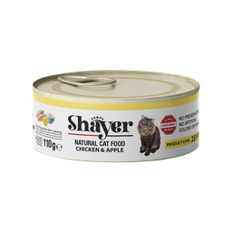 کنسرو غذای گربه شایر (Shayer) با طعم مرغ و سیب در ژله وزن 110 گرم