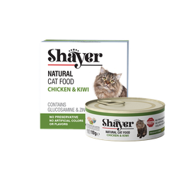 کنسرو غذای گربه شایر (Shayer) با طعم مرغ و کیوی در ژله وزن 110 گرم