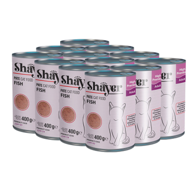 کنسرو غذای گربه شایر مدل ماهی Sh31212 وزن 400 گرم بسته 12 عددی