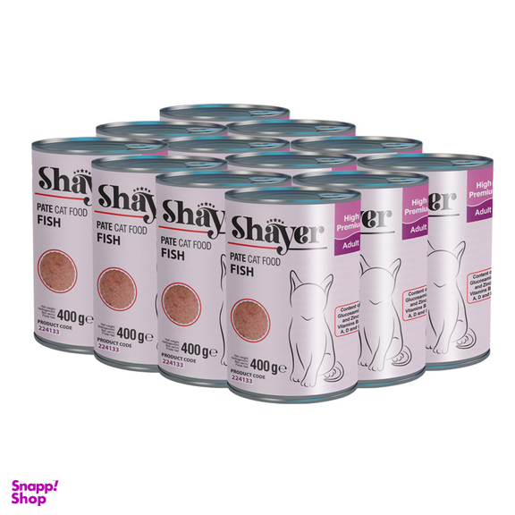 کنسرو غذای گربه شایر مدل ماهی Sh31212 وزن 400 گرم بسته 12 عددی