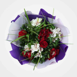 دسته گل طبیعی گل بازار مدل رز و آلستر شیوا