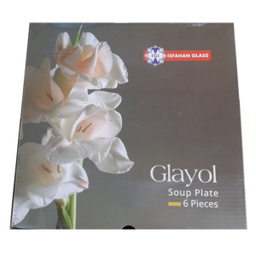 بشقاب خورش خوری شیشه و بلور اصفهان (Esfahan Glass) مدل گلایل کد 522 بسته 6 عددی