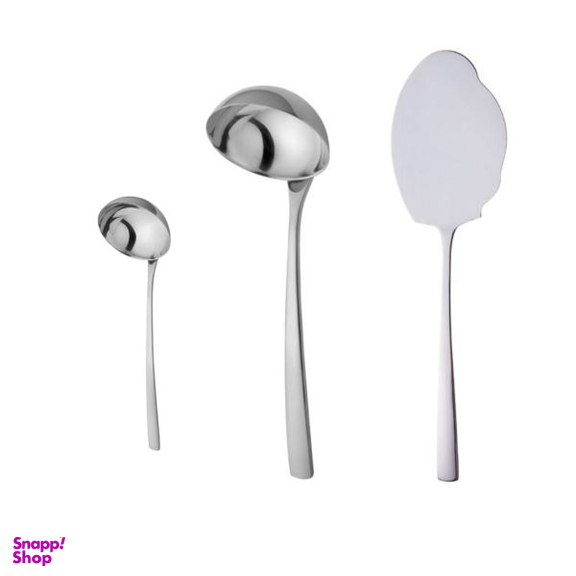 ست کفگیر و ملاقه 3 پارچه ناب استیل مدل فلورانس