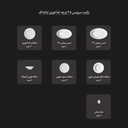سرویس غذاخوری 28 پارچه چینی زرین ایران (Zarrin Iran) مدل فلورانس سری ایتالیا اف درجه عالی