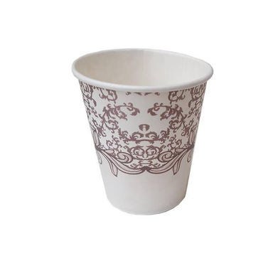لیوان یکبار مصرف کاغذی گلس سفید طرح دار ظرفیت 220cc پک 50 تایی
