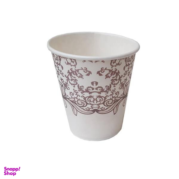 لیوان یکبار مصرف کاغذی گلس سفید طرح دار ظرفیت 220cc پک 50 تایی