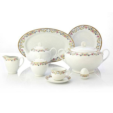 سرویس غذا خوری 102 پارچه چینی زرین ایران سری ایتالیا اف مدل گلستان درجه یک