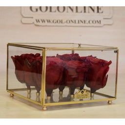 باکس رز جاودان گل آنلاین (Gol Online) مدل برنزی 6 شاخه ای به همراه کفپوش مروارید طلایی