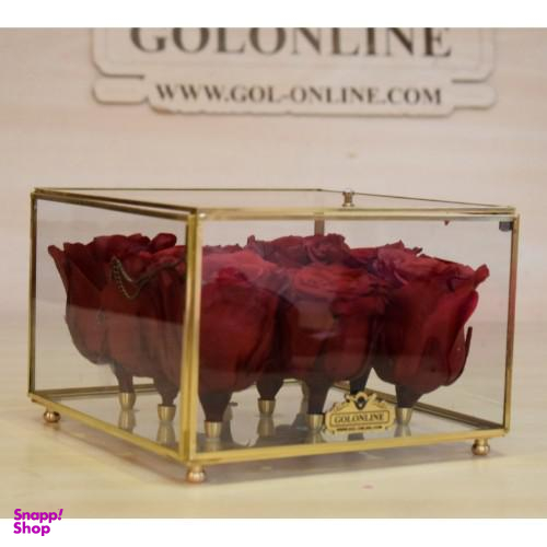 باکس رز جاودان گل آنلاین (Gol Online) مدل برنزی 6 شاخه ای به همراه کفپوش مروارید طلایی
