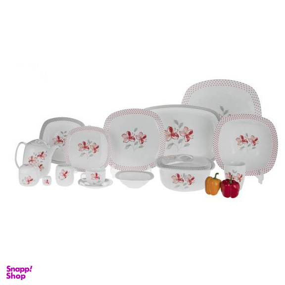 سرویس غذا خوری 98 پارچه چینی زرین ایران سری کواترو مدل والنسیا کد 24206