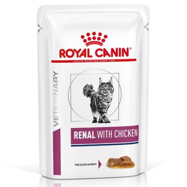غذا پوچ گربه رویال کنین مدل Renal With Chicken وزن 85 گرم