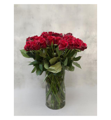 گل رز هلندی رنگ قرمز دسته 20 شاخه‌ ای