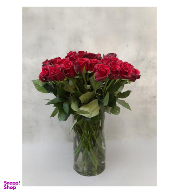 گل رز هلندی رنگ قرمز دسته 20 شاخه‌ ای