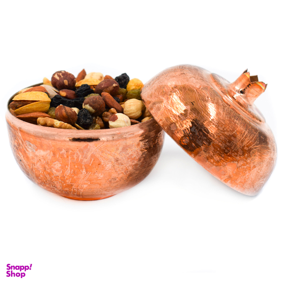 ظروف تزیینی مسی کد 001 به همراه میوه خشک و آجیل