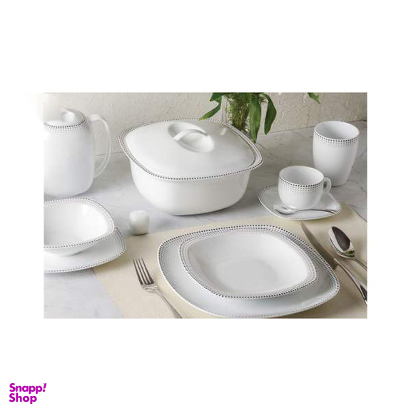 سرویس غذا خوری 98 پارچه چینی زرین ایران سری کواترو مدل مون بلان درجه یک