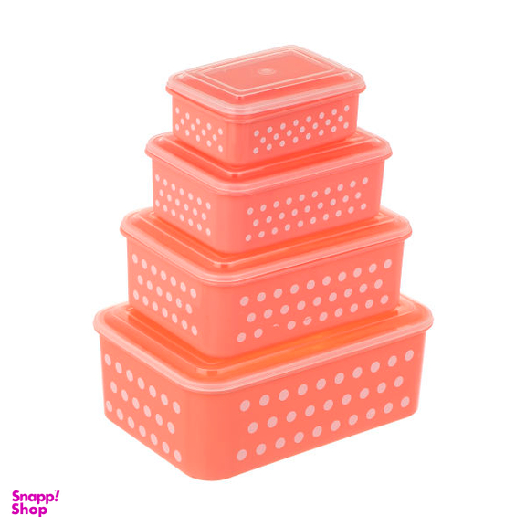 ظرف نگهدارنده فرش کیپس (Fresh Keeps) مدل خالدار مجموعه 4 عددی