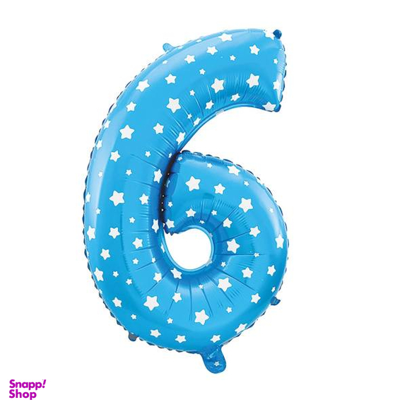 بادکنک فویلی هپی بری عدد 6 سایز 32 اینچ طرح ستاره ای