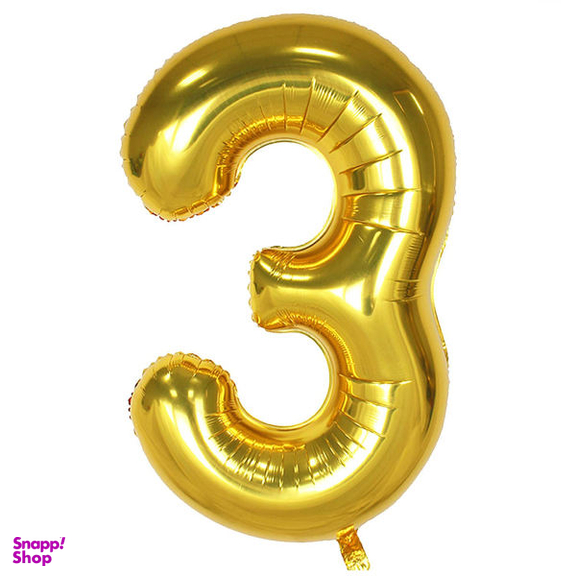 بادکنک فویلی عدد 3 هپی بری طلایی سایز 32 اینچ سایز 180*200