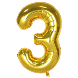 بادکنک فویلی عدد 3 هپی بری طلایی 32 اینچ سایز 120