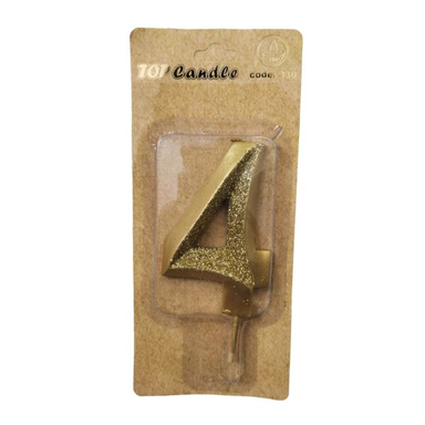 شمع تولد تاپ کندل (Top Candle) مدل اکلیلی طرح عدد 4