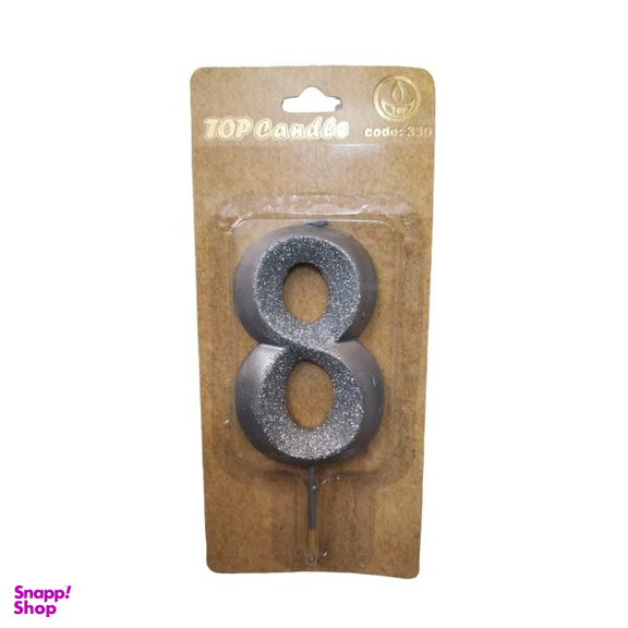 شمع تولد تاپ کندل (Top Candle) مدل اکلیلی طرح عدد 8