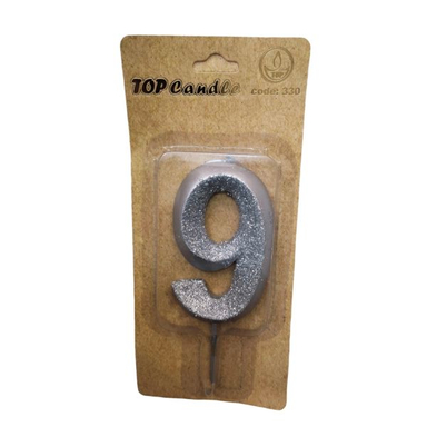 شمع تولد تاپ کندل (Top Candle) مدل اکلیلی طرح عدد 9