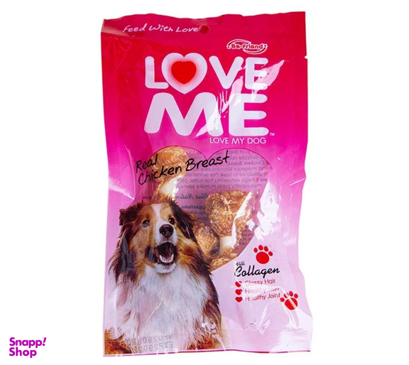 تشویقی سگ لاو می‌ (LOVE ME) مدل white rawhide knotted bone وزن 60 گرم