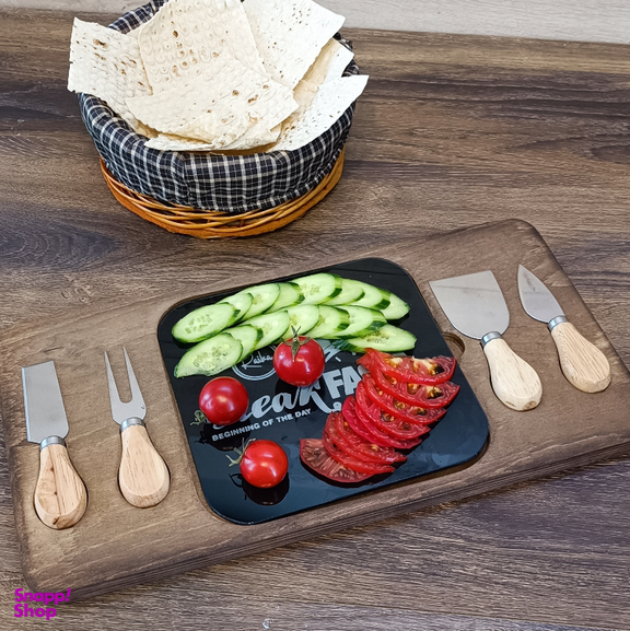 تخته سرو صبحانه رایکا مدل مستطیل به همراه کارد صبحانه خوری