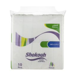 دستمال کاغذی 100 برگ شکوه (Shokouh) کد 02 بسته 10 عددی