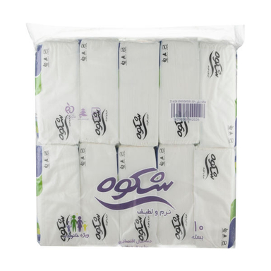 دستمال کاغذی 100 برگ شکوه (Shokouh) کد 02 بسته 10 عددی