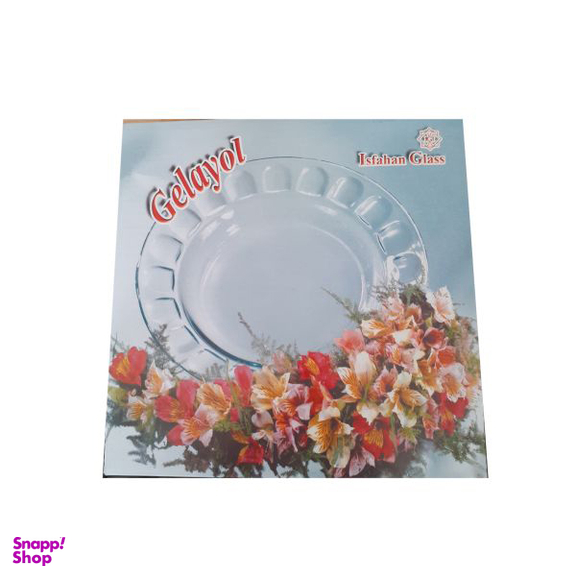 بشقاب غذاخوری شیشه و بلور اصفهان (Esfahan Glass) مدل گلایل کد 521 بسته 6 عددی