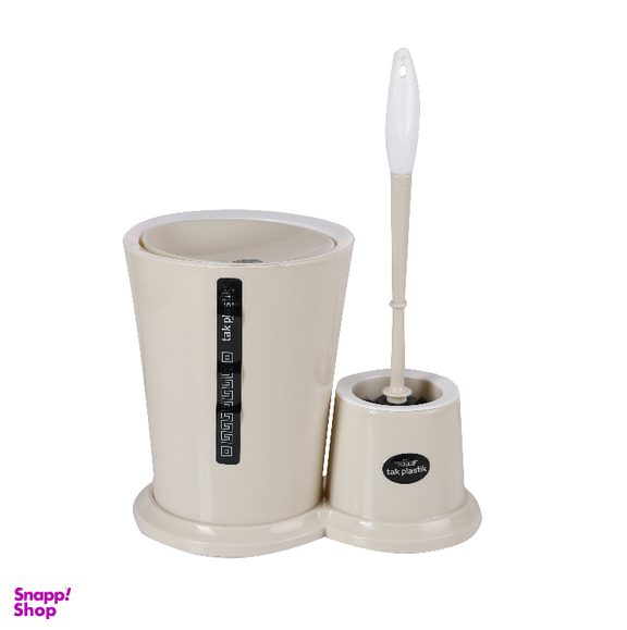 ست توالت شور و سطل زباله تک پلاستیک خاورمیانه مدل T022