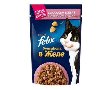 پوچ گربه فلیکس (Felix) مدل ماهی در ژله وزن 85 گرم
