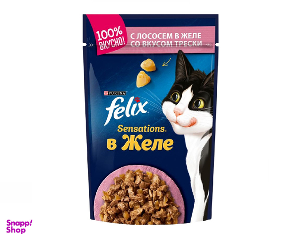 پوچ گربه فلیکس (Felix) مدل ماهی در ژله وزن 85 گرم