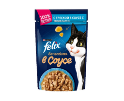 پوچ گربه فلیکس (Felix) مدل ماهی و گوجه در سس وزن 85 گرم
