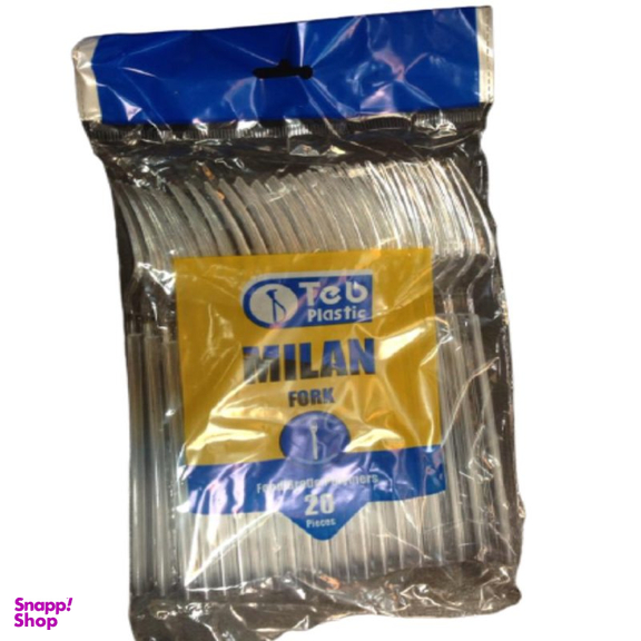 چنگال یکبار مصرف طب پلاستیک (Teb Plastic) مدل میلان بسته 20 عددی