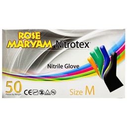 دستکش یکبار مصرف رز مریم (Rose Maryam) مدل نیتریل سایز متوسط بسته 50 عددی