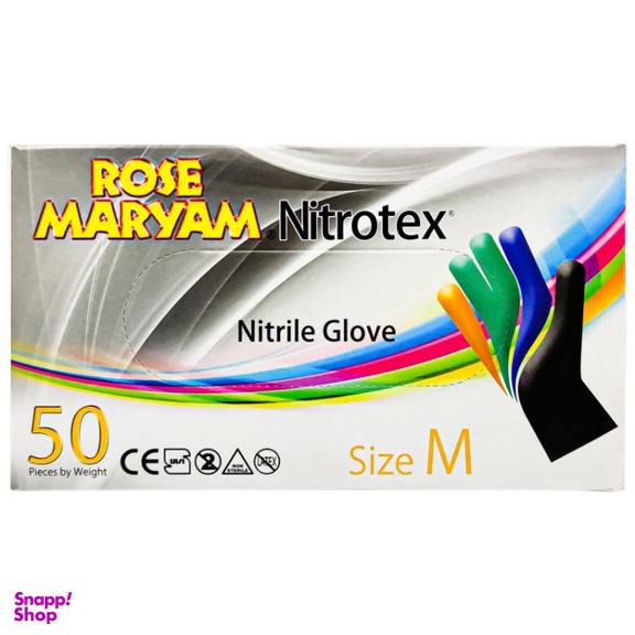 دستکش یکبار مصرف رز مریم (Rose Maryam) مدل نیتریل سایز متوسط بسته 50 عددی