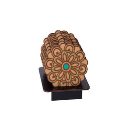 زیر لیوانی چوبی نفیس (Nafis) طرح گل کد ZHG مجموعه 6 عددی