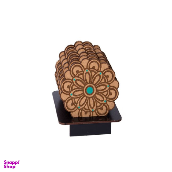 زیر لیوانی چوبی نفیس (Nafis) طرح گل کد ZHG مجموعه 6 عددی
