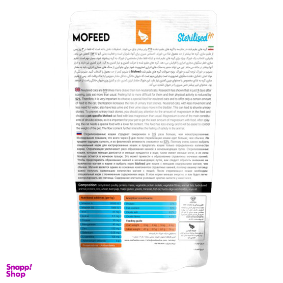 غذای خشک گربه مفید (Mofeed) مدل Sterilised وزن 2 کیلوگرم