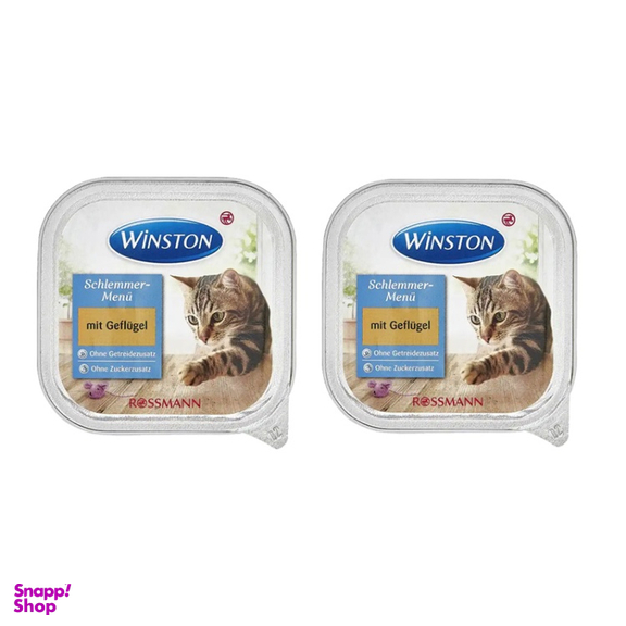 خوراک کاسه ای (ووم) گربه وینستون (Winston) مدل Geflugel وزن 100 گرم بسته 2 عددی
