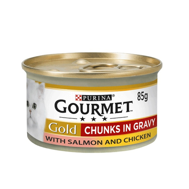 کنسرو غذای گربه گورمت (Gourmet) مدل Salmon & Chicken وزن 85 گرم