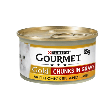کنسرو غذای گربه گورمت (Gourmet) مدل Chicken & Liver وزن 85 گرم