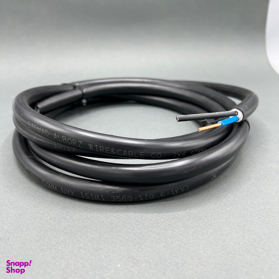کابل برق مفتول اعتماد کابل البرز (Etemad Cable Alborz) مدل 100٪ مس 2×6